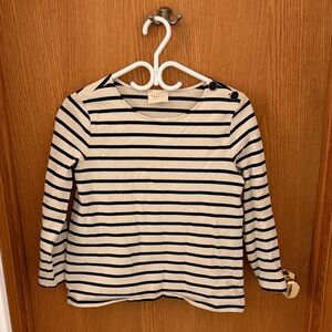 Sezane Navy and Cream Striped Jersey Top